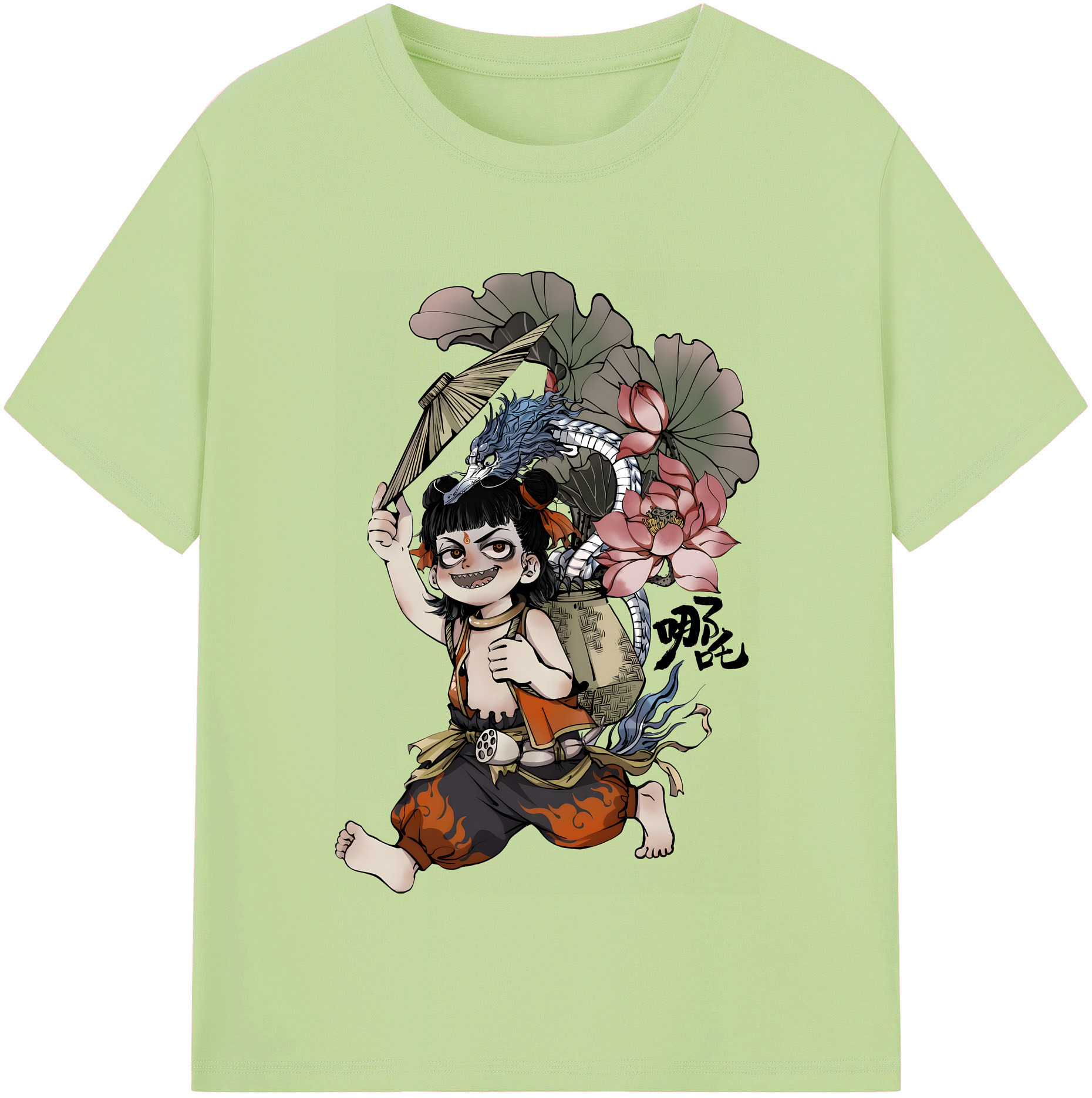 （画像用） Ne Zha 2 ナタ 魔童の大暴れ 綿100％半袖Tシャツ（フロントプリント）